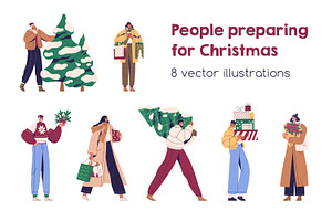 People prepare for Christmas set, a Person Illustration by Good Studio