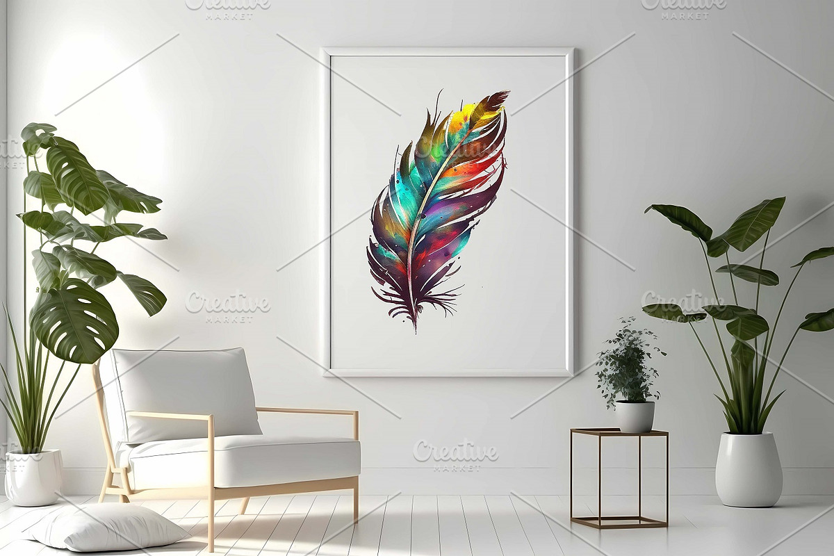 Watercolor Bright Feathers Clipart, an Object Illustration by ARTify Illustrations (Photo 4 of 8)