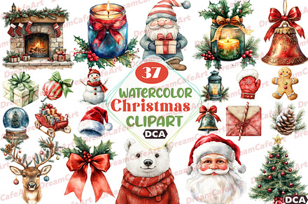 Christmas Watercolor Clipart Set