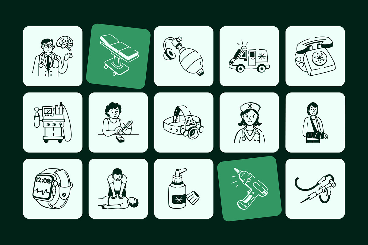 Animated Medical Doodles Set, an Outline Icon by Vectors Market (Photo 4 of 5)