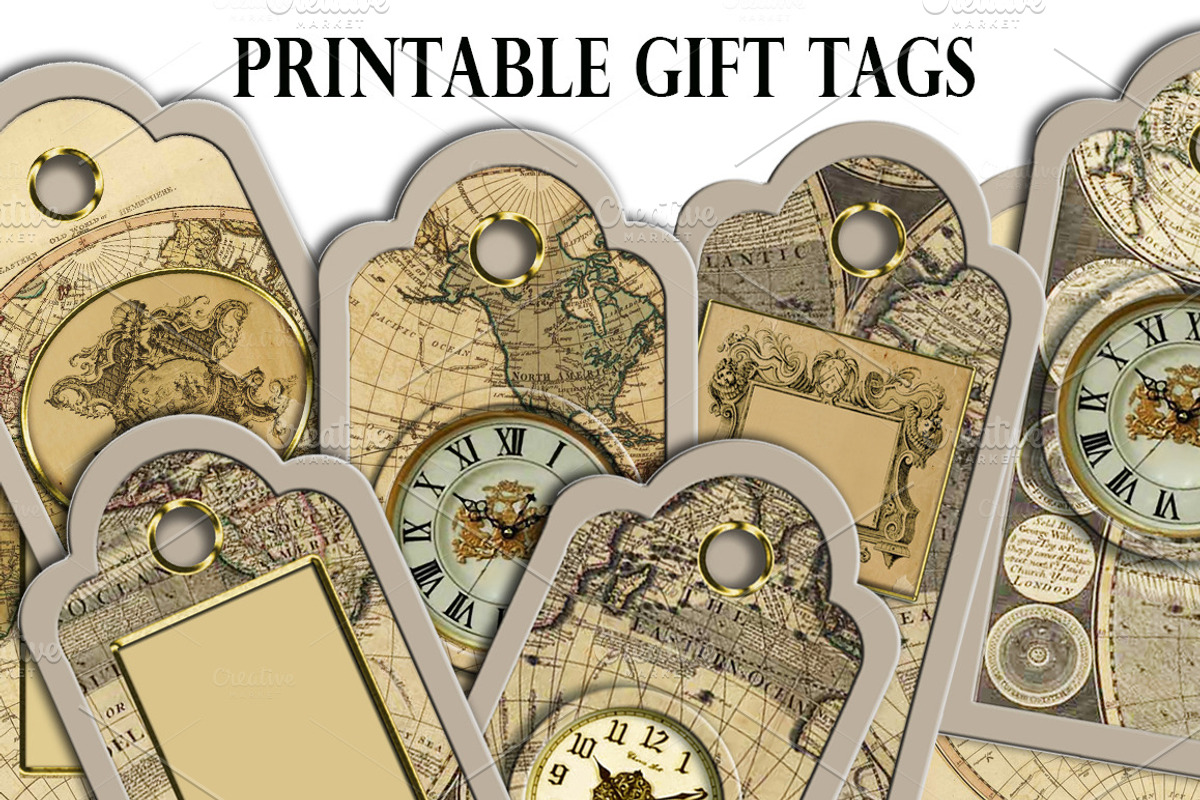 Christmas steampunk printable tags, a Card Template by Area (Photo 1 of 2)