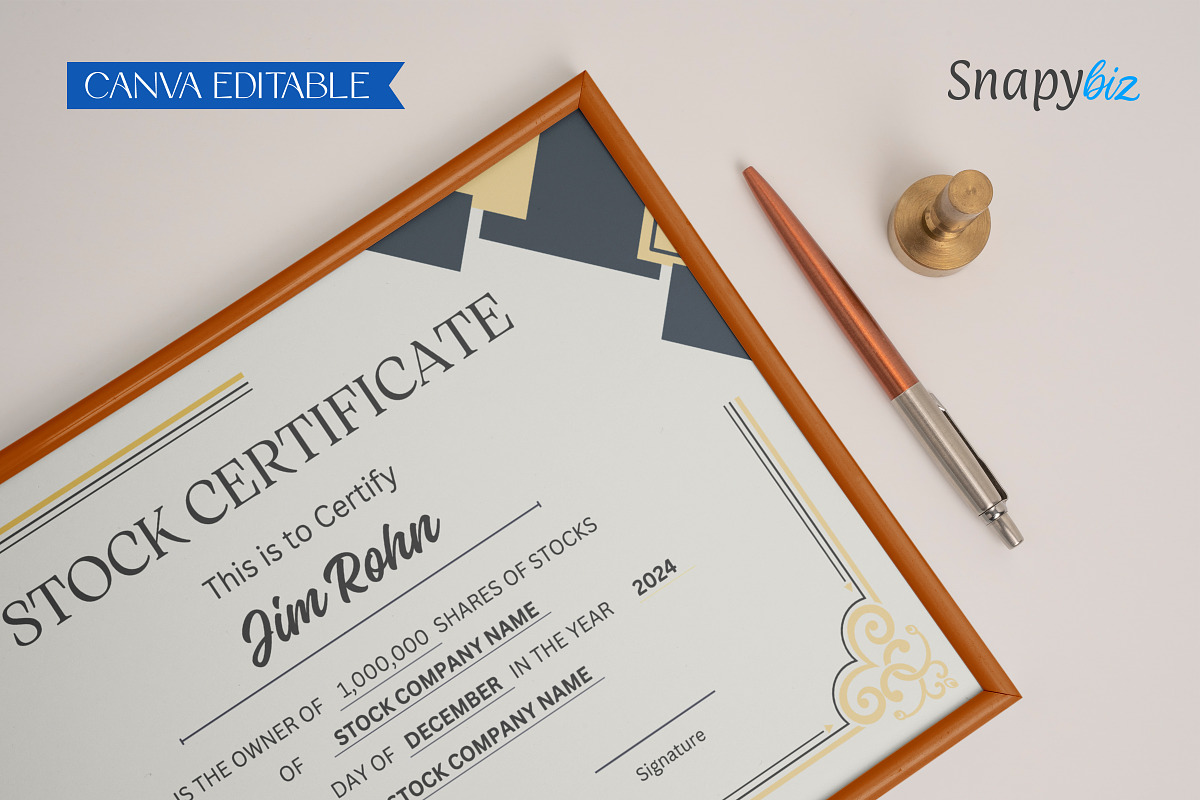 Certificate of Stock Canva Template, a Card Template by Snapybiz (Photo 10 of 10)