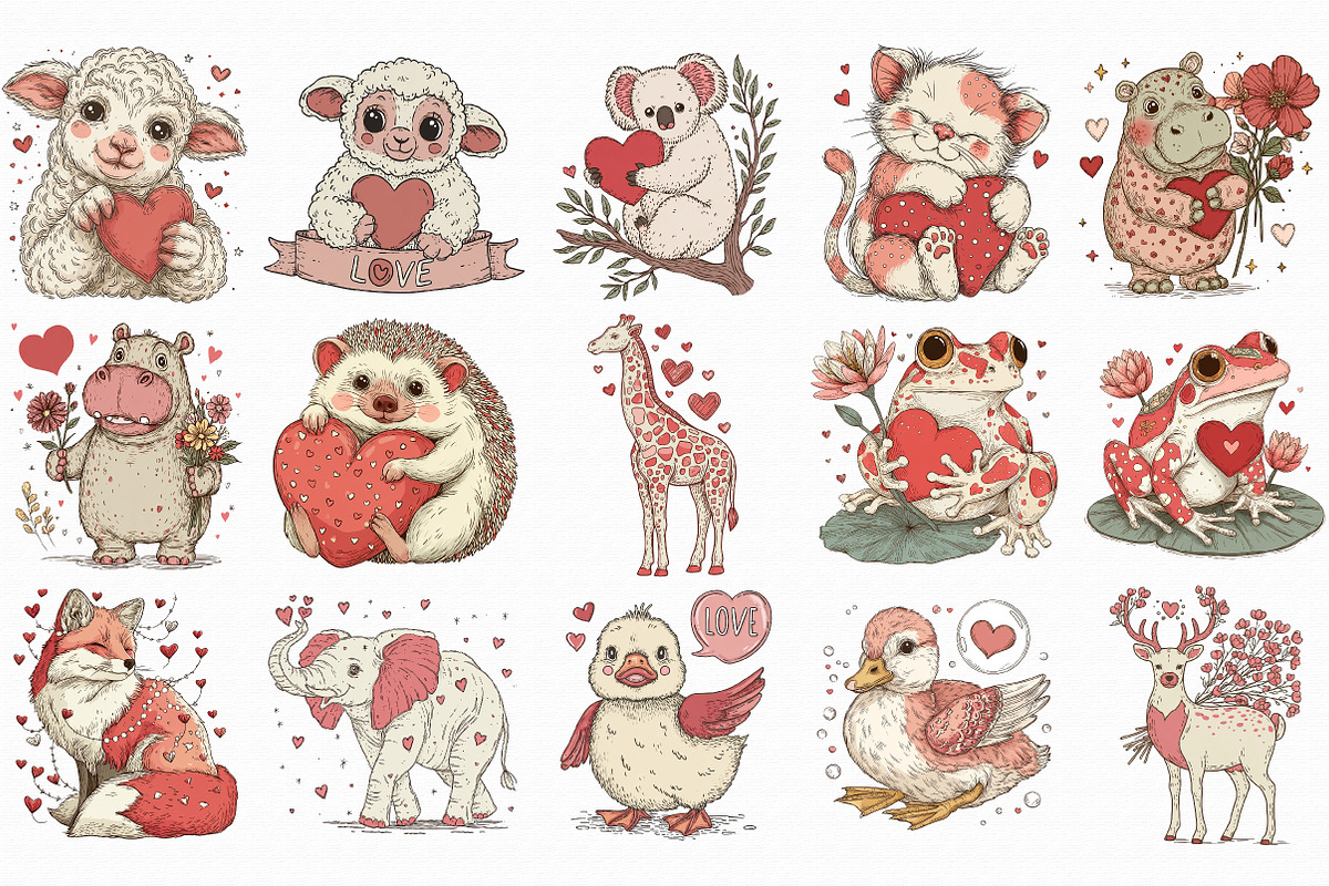 Valentine Animal Characters Clipart, an Illustration by Libby Wishes (Photo 6 of 6)