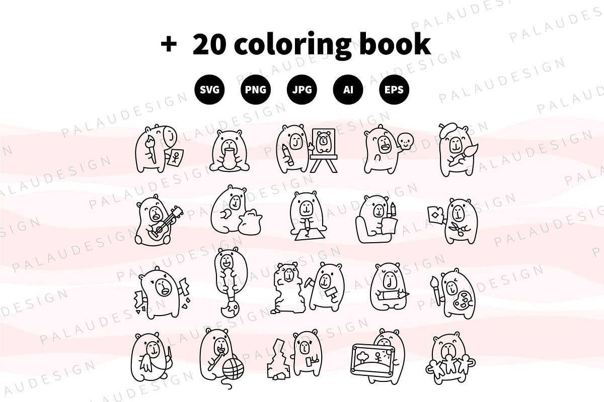 Capybara Art Illustration Pack, an Animal Illustration by Palau (Photo 9 of 10)