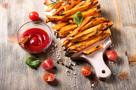 Sweet potato fries, vegan snack