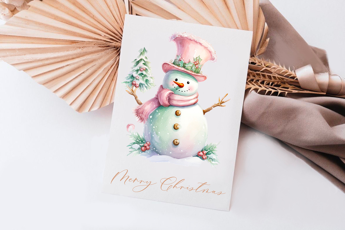Pastel snowman watercolour clipart, a Decorative Illustration by Hello My Print (Photo 10 of 10)