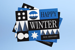 Black Winter Greeting Card Postcard, a Card Template by graphicook