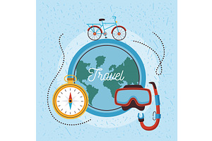travel lettering in earth planet, an Illustration by studiogstock