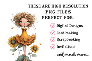 Whimsical Sunflower Girl Clipart, a Seasonal Illustration by OK Design (Thumbnail 6 of 6)