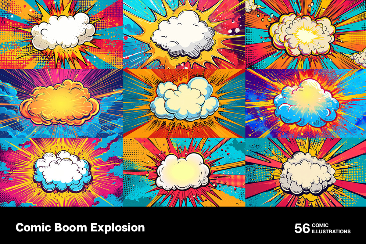 Comic Boom Explosions, a Decorative Illustration by Handmadefont