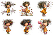 Whimsical Girl & Flower Spring PNG, an Illustration by CraftArtStudio (Thumbnail 3 of 6)