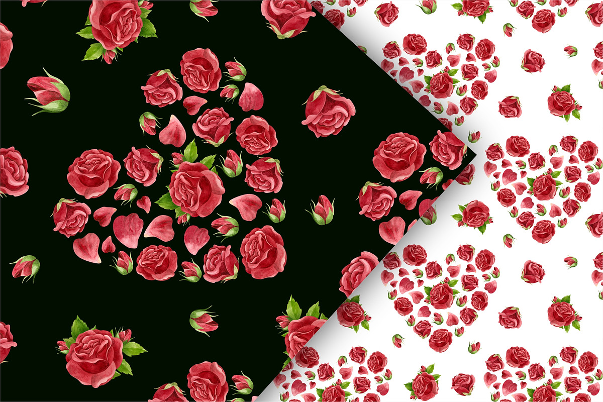 Floral Hearts Clipart & Patterns, a Decorative Illustration by Valin Malin (Photo 6 of 16)