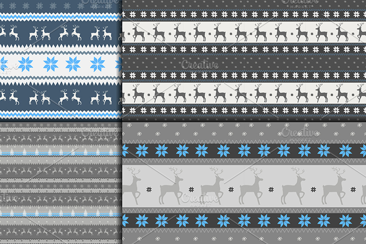 4 Knitted patterns with deers preview 2