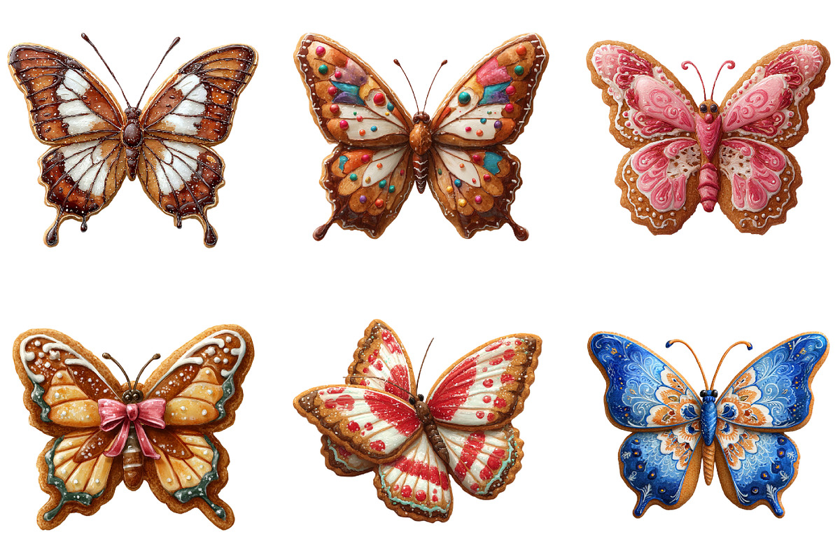 Gingerbread Cookie Butterfly Clipart, an Illustration by DreamArtGraphic (Photo 2 of 5)