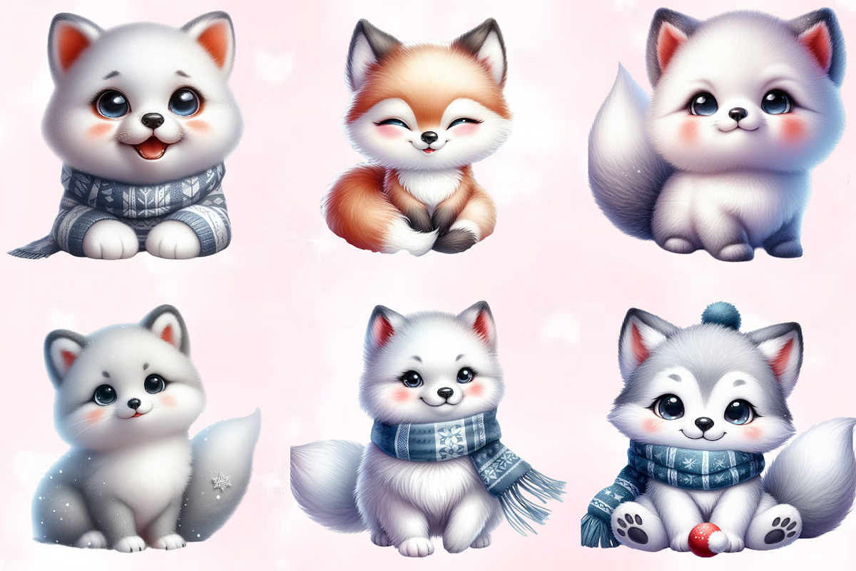 Adorable Arctic Fox Clipart, an Animal Illustration by Craft Nest (Photo 2 of 5)