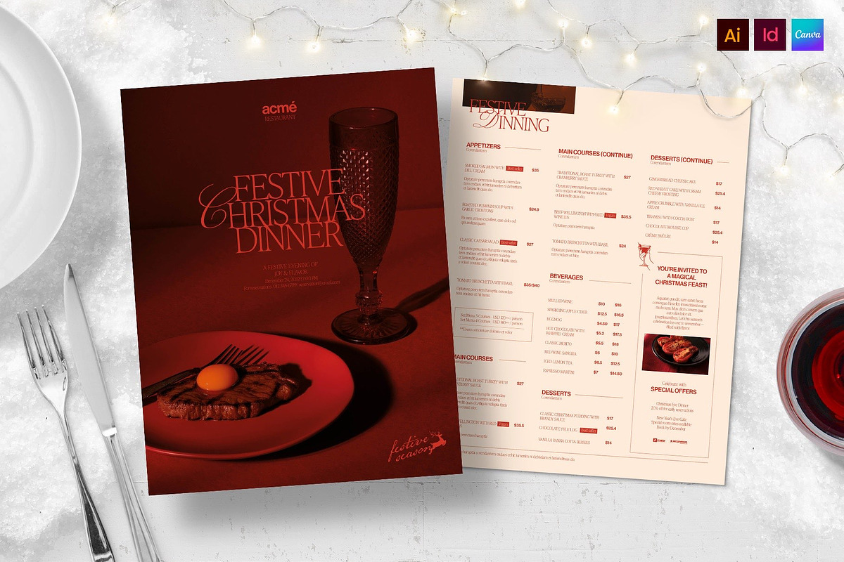 Christmas Menu Template, a Flyer Template by BrandPacks (Photo 2 of 5)