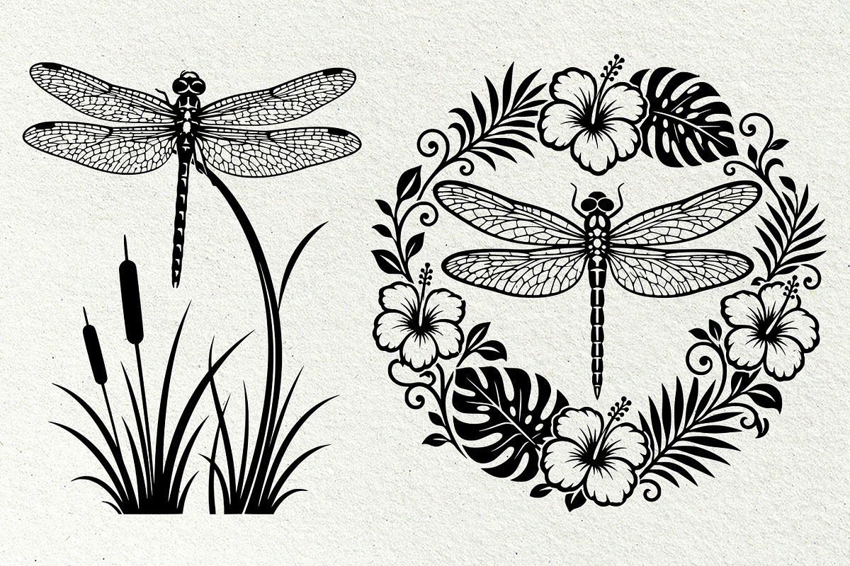 Dragonfly Pond Line Art Graphics, a Decorative Illustration by DENIDigitalArtSudio (Photo 3 of 6)