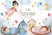 Watercolor tooth fairy clipart PNG, an Illustration by SleptArt (Thumbnail 1 of 5)