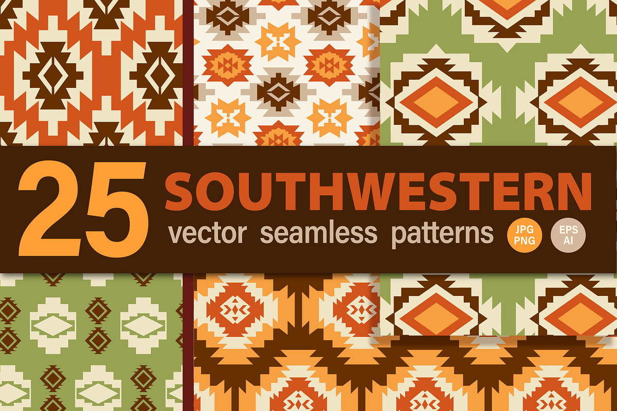 25 Southwestern Vector Patterns, a Pattern Graphic by Katrinelly (Photo 1 of 13)