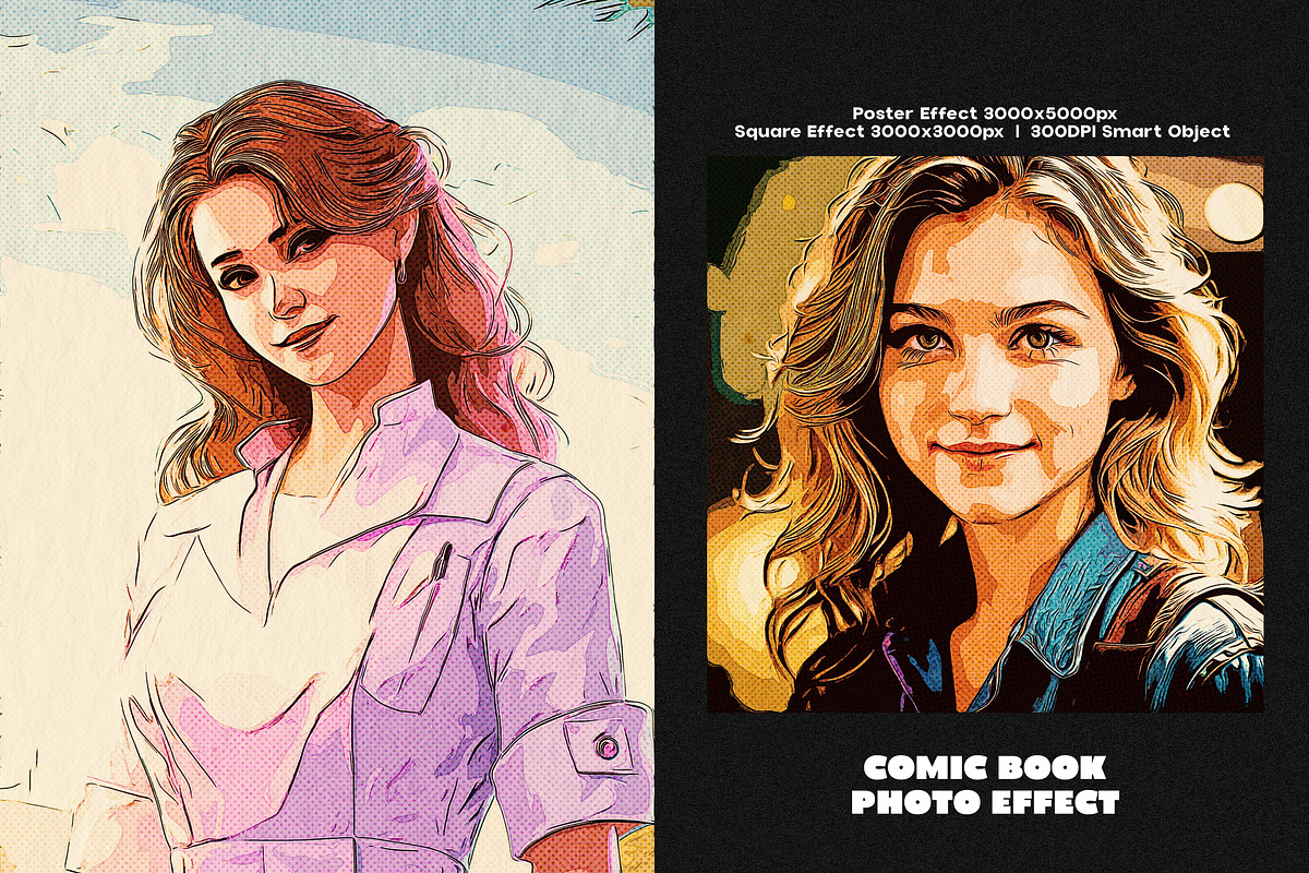 Comic Book Square, Poster Effect, a Layer Style Add-On by dokudokunomi