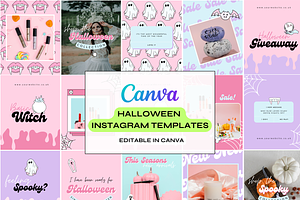 Halloween Pink Instagram Templates, a Marketing Template by The Pixel Palace