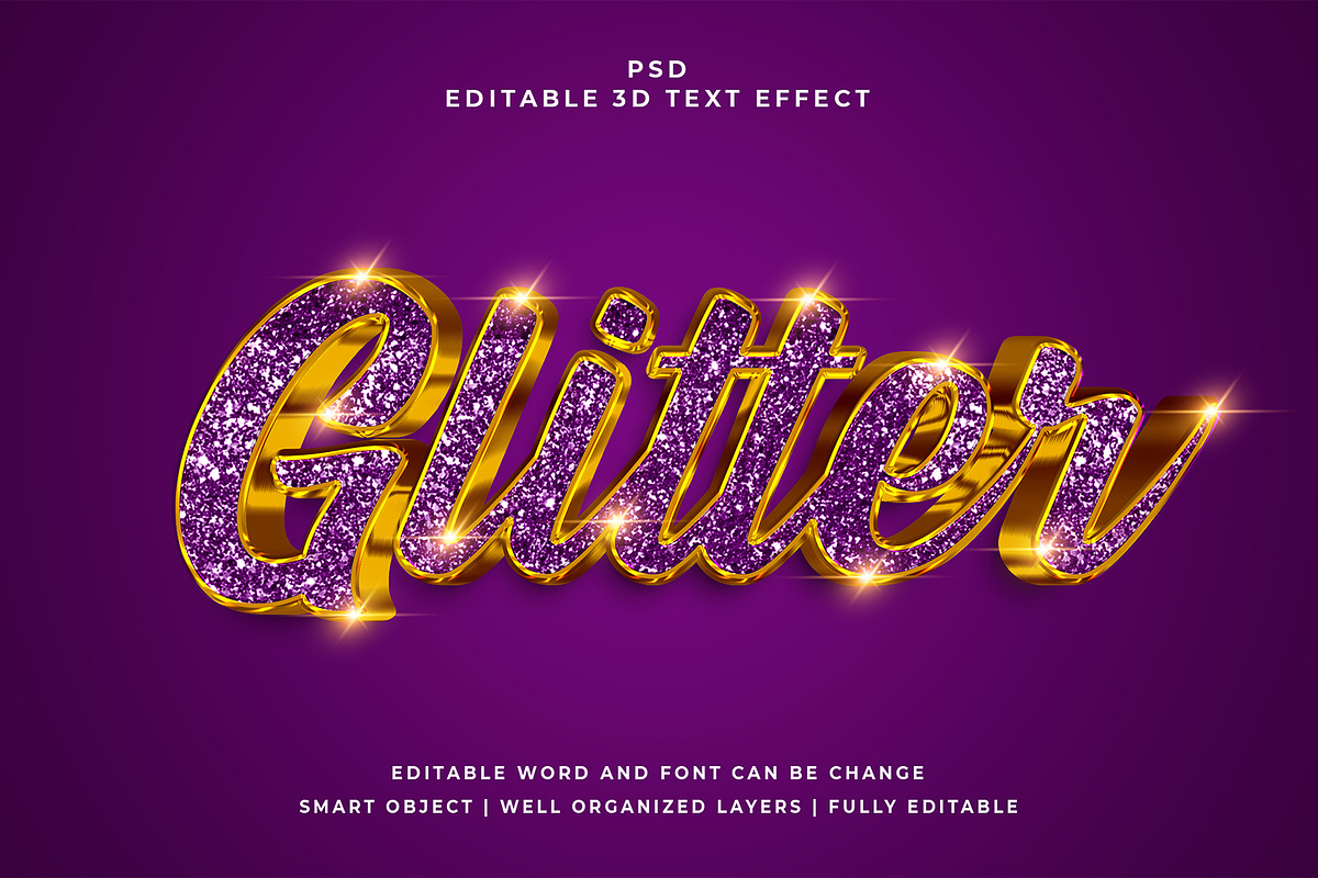 Glitter 3d psd Text Effect Style, a Layer Style Add-On by designermdnazir