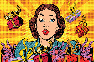 retro girl and holiday sales, a Finance Illustration by studiostoks