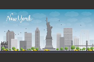 New York city skyline, a Work Illustration by Booblgum