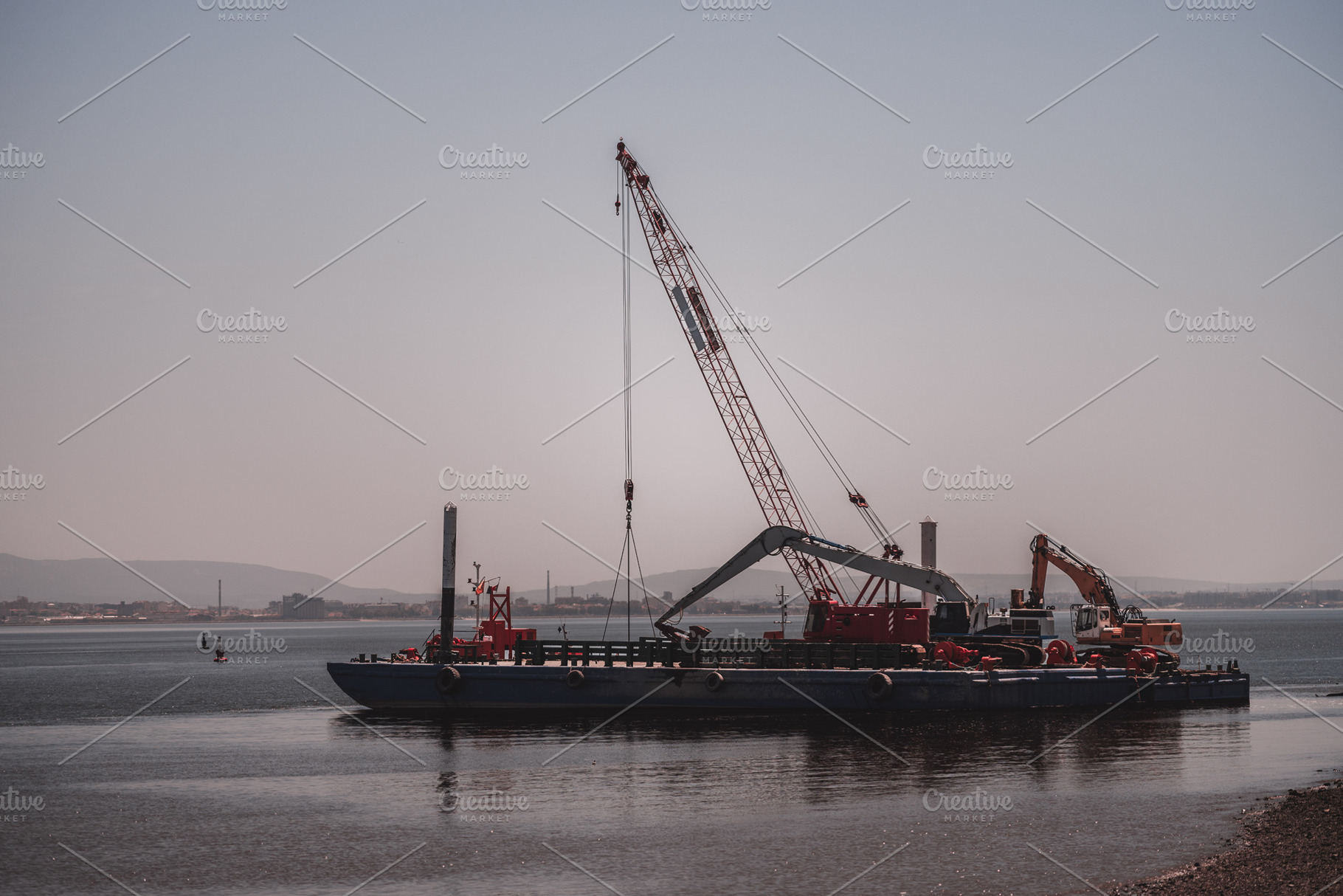Floating Crane on Work Barge, an Industrial Photo by SkyNext