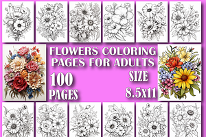 Flowers Coloring Book For Adults -V2