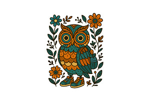 Boho Owl PNG Sublimation Design Colo, an Illustration by Star Graphic Design
