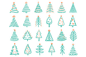 Hand drawn christmas tree. Festive, an Object Illustration by winwin.art