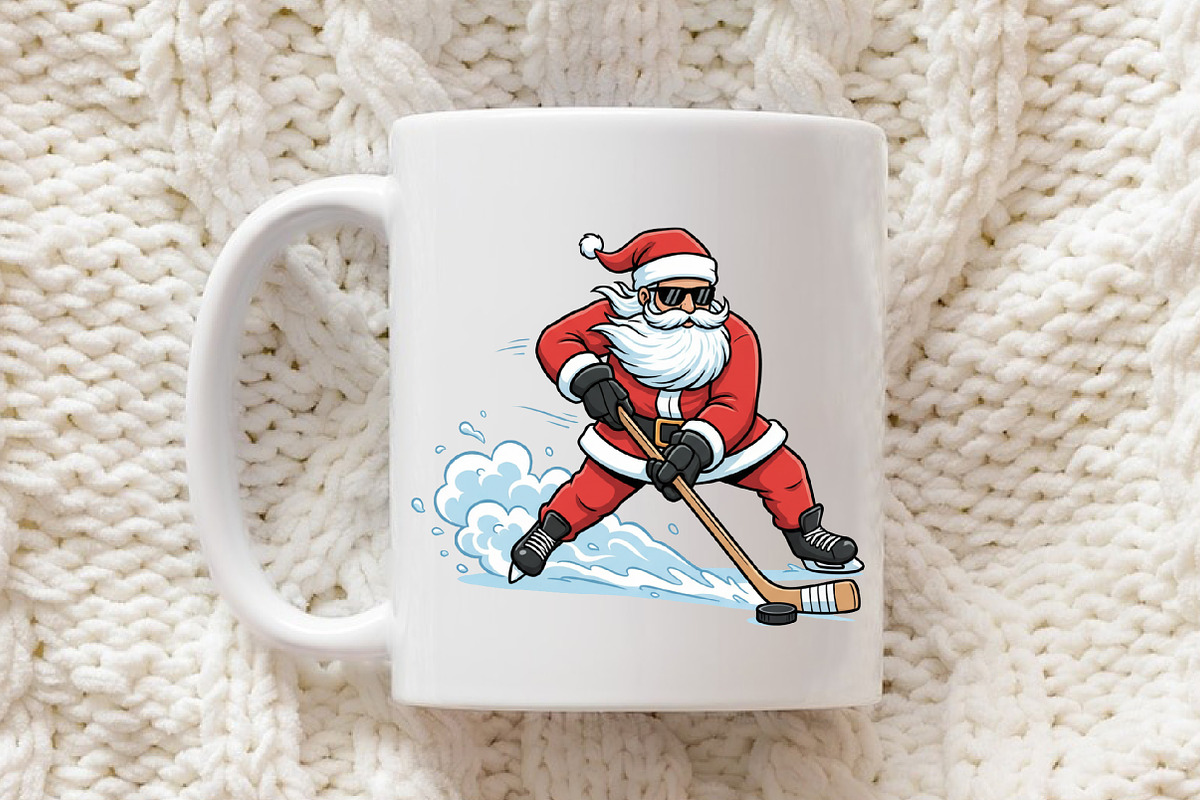 Santa Playing Ice Hockey Christmas P, an Illustration by Libby Wishes (Photo 5 of 6)