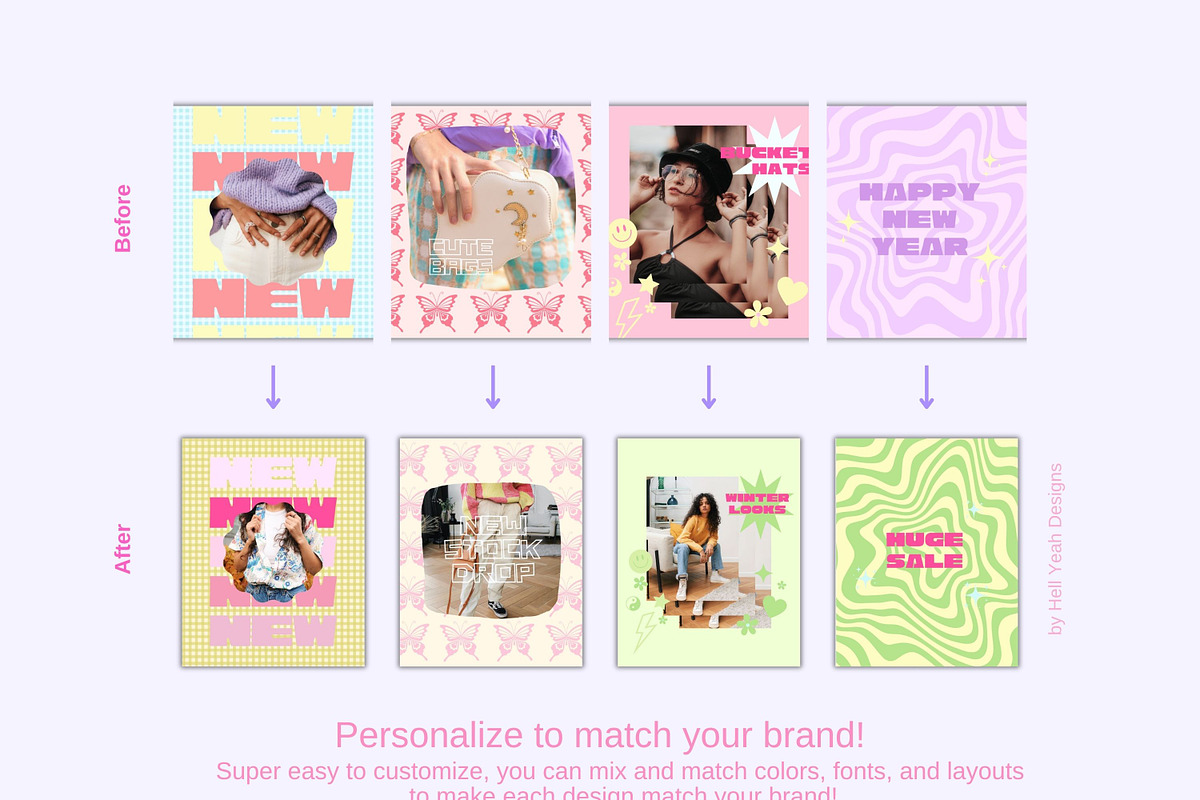 Y2K Vibes Branding Starter Kit Canva, a Branding & Logo Template by Hell Yeah Designs (Photo 10 of 20)