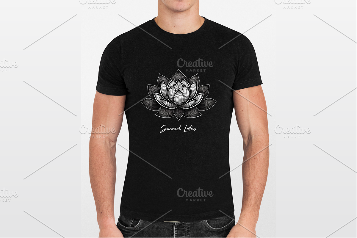 Sacred Lotus Flowers hand drawn logo, an Object Illustration by GraphicRedStudio (Photo 7 of 10)