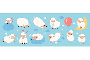 Cute sheep characters. Funny little, an Animal Illustration by YummyBuum