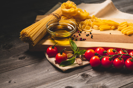 Tasty appetizing italian spaghetti pasta ingredients for kitchen, a Food & Drink Photo by Ministocker