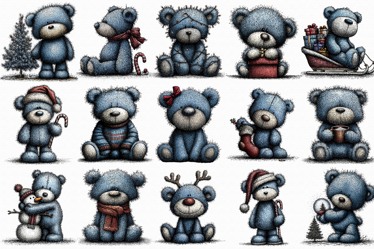 Christmas Ice Blue Teddy Bear Clipar, an Illustration by Libby Wishes (Photo 5 of 7)