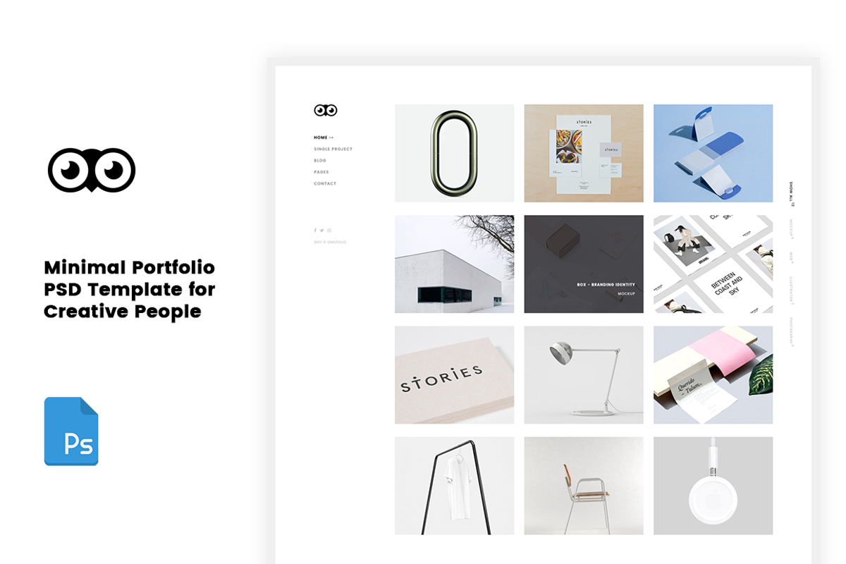 Owlfolio Minimal Portfolio Template, a Websites & App Template by bigpsfan's SHOP (Photo 1 of 16)
