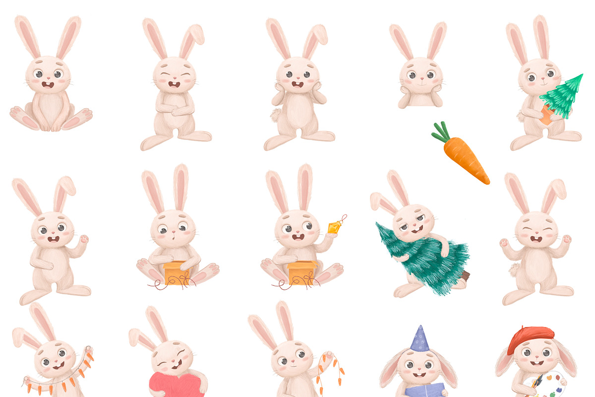 Cute Cartoon Bunny PNG, an Illustration by LikaYu (Photo 2 of 3)