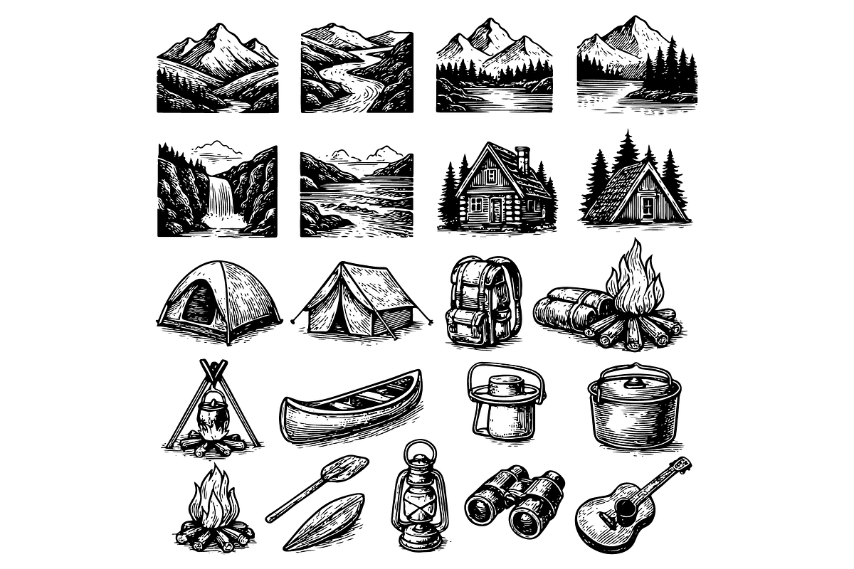 Camping Outdoor  Icons, an Object Graphic by RT Studio