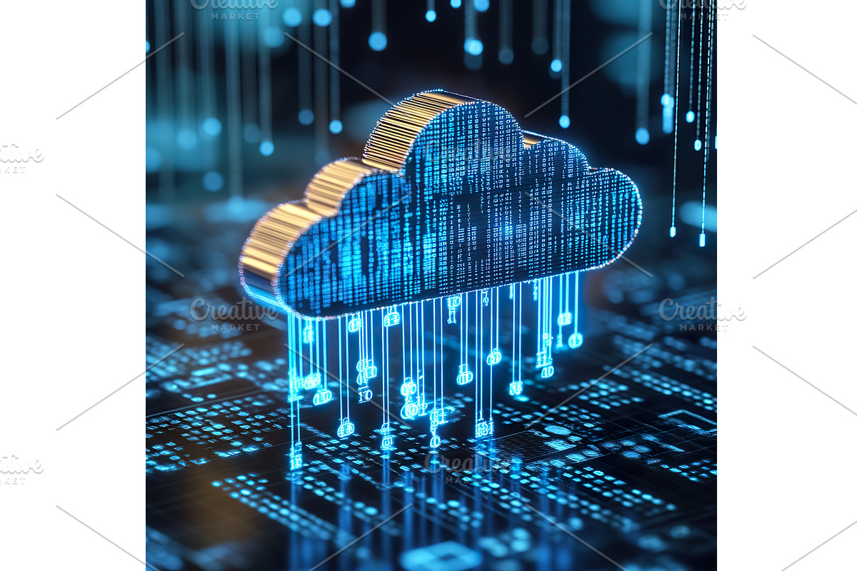 Digital cloud computing concept with, a Technology Illustration by Lermont51