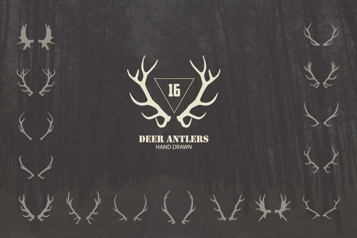 16 Deer antlers vector