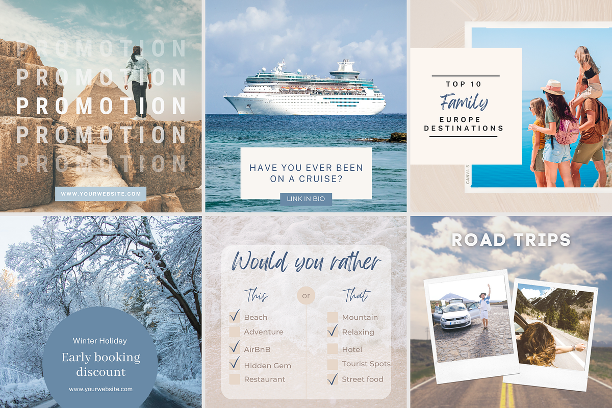 40 TRAVEL Canva + FREE Business, a Social Media Template by Talipic Designs (Photo 3 of 7)
