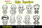 Chibi Superhero Vector Bundle, a Person Illustration by FancyDesignStudio (Thumbnail 1 of 5)