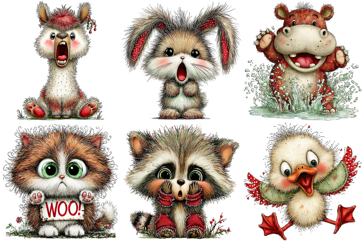 Funny Panic Animals Clipart Bundle, an Illustration by Craft Nest (Photo 9 of 11)