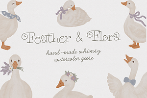 Feather & Flora Watercolor Clip Art, an Animal Illustration by Fins and Fiction