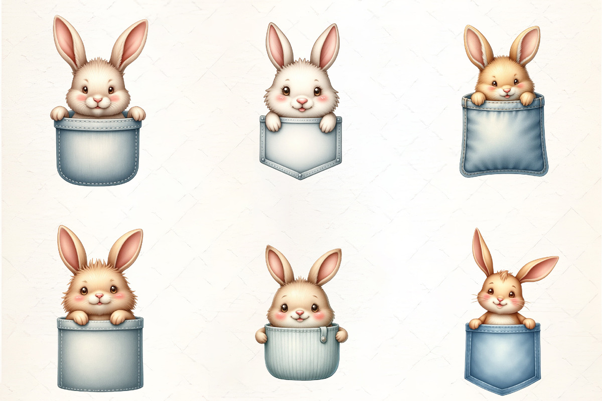 Bunny Pocket Shirt Sublimation Bundl, an Illustration by CrexoraLab (Photo 1 of 5)
