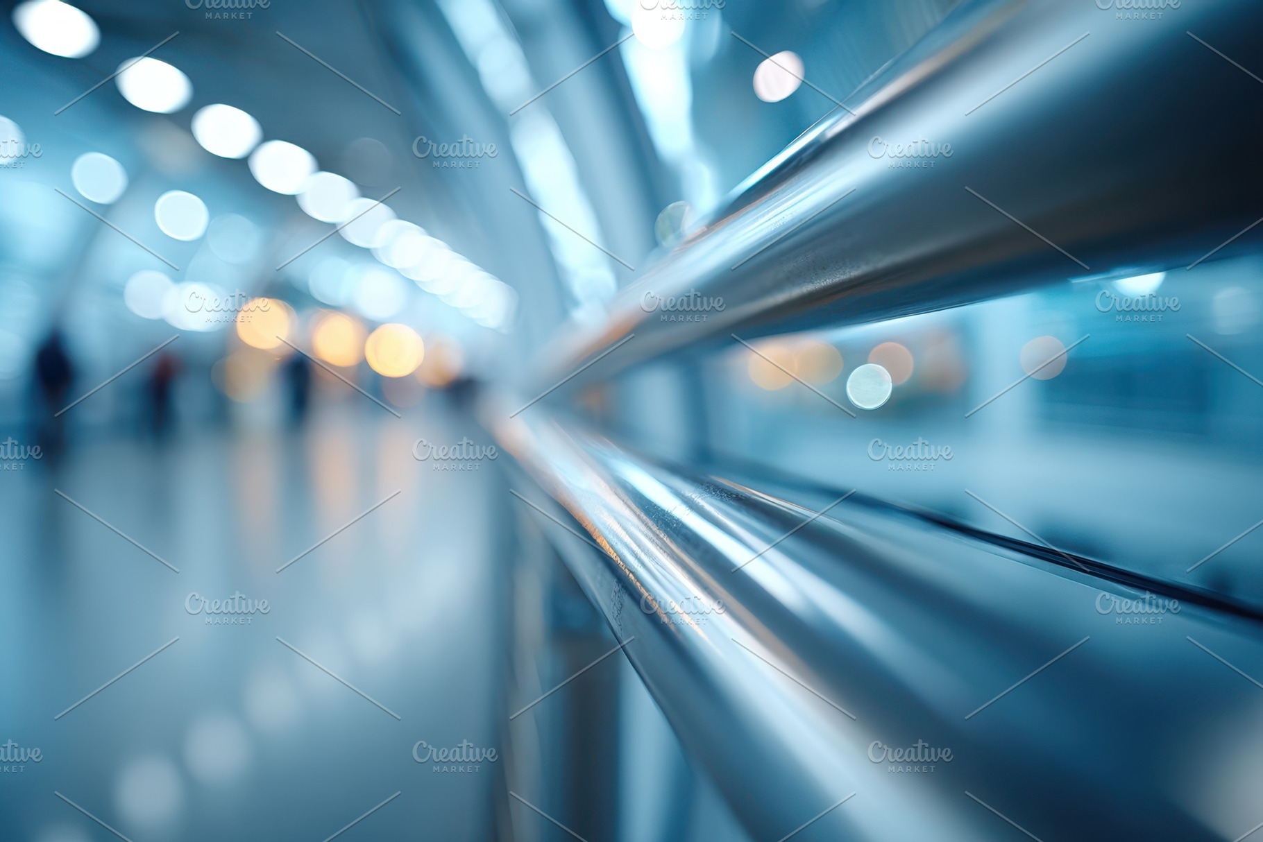 Polished metal handrail in modern transit terminal, a Background Photo by AlyaAnd