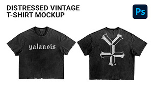 distressed vintage T-shirt mockup